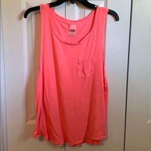PINK muscle tee. Neon coral